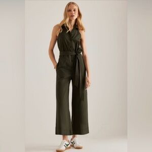 Maeve cropped halter jumpsuit: magic fabric edition: dark Green